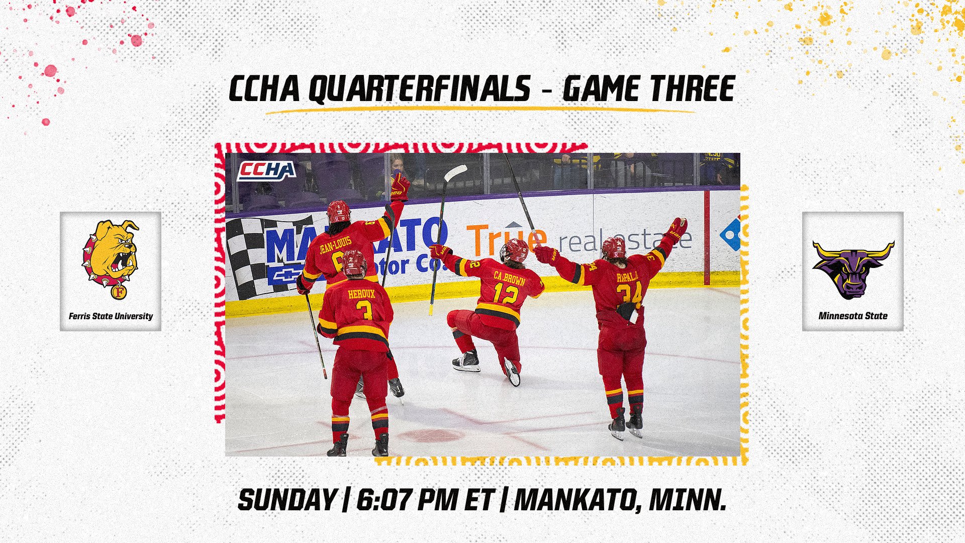 GAME THREE! Ferris State Hockey Aims To Knock Off Minnesota State In Deciding Game Three Sunday Night