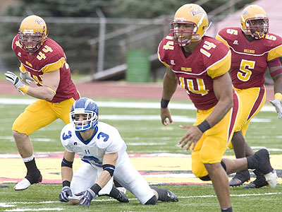 Matt Ryan (#44), Jordan Morgan (#14) and Nick Butler (#5) were among FSU's All-GLIAC honorees (Photo by Scott Whitney)