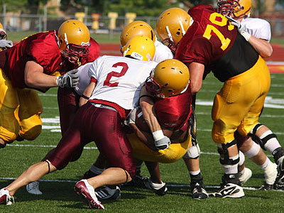 The Bulldogs held their first scrimmage Saturday (Photo courtesy Big Rapids Pioneer)