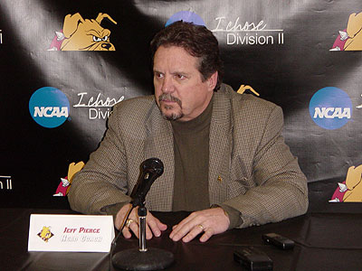 FSU head coach Jeff Pierce talks to the media at the signing day press conference (Photo by Rob Bentley)