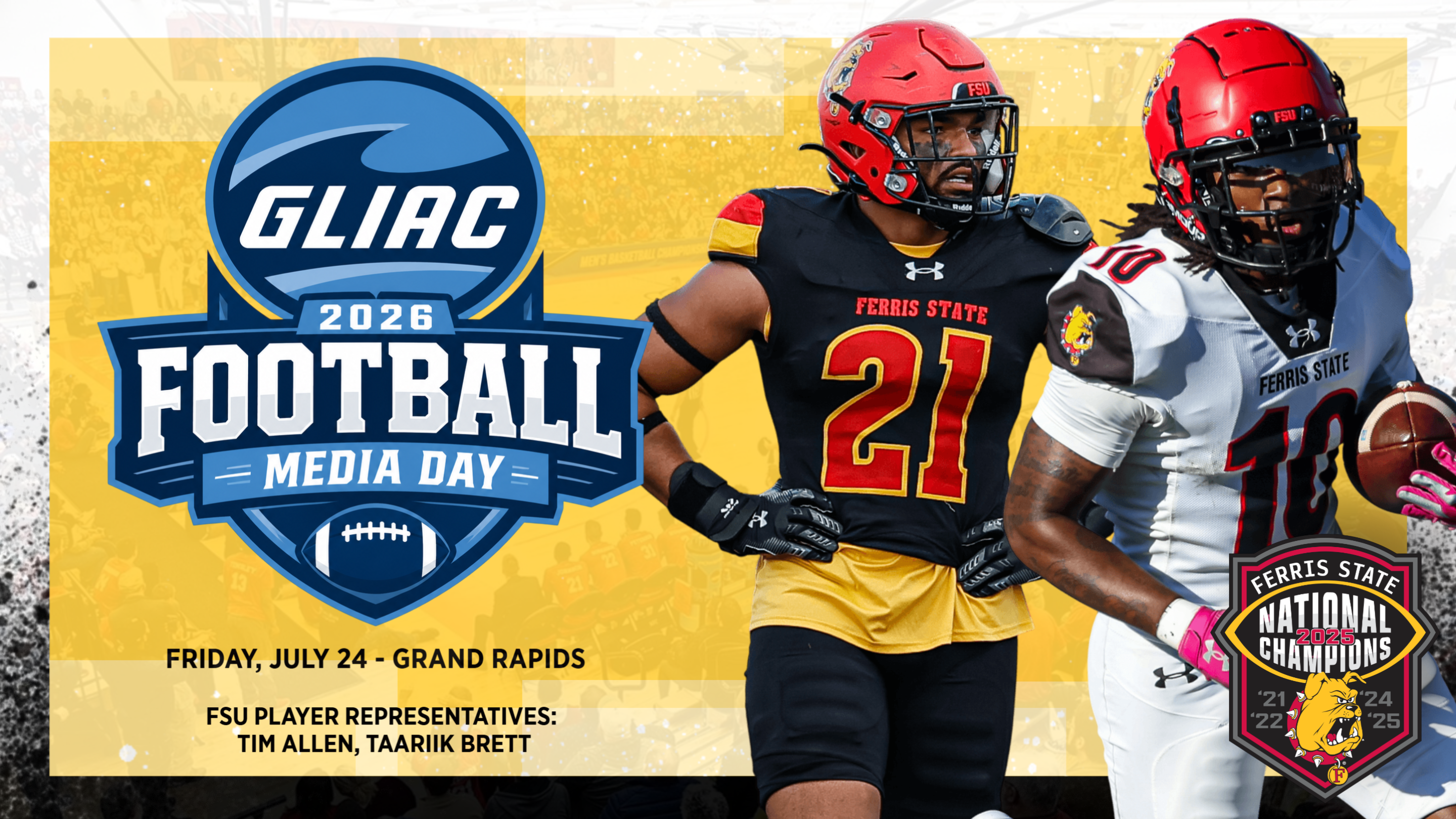 National Champion Veterans Slated To Represent Ferris State At 2026 GLIAC Football Media Day On Friday
