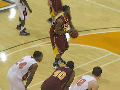 FSU freshman Daniel Sutherlin shoots a free throw in Thursday's game (Photo by Rob Bentley)