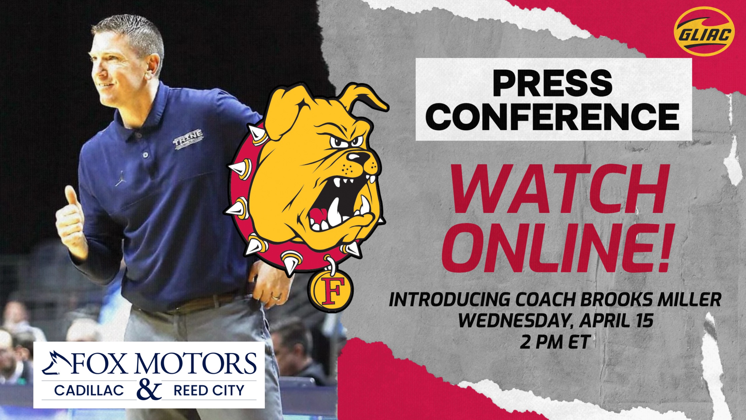 Watch The Live Men's Basketball Press Conference Introducing Coach Brooks Miller - Wednesday, 2 pm ET