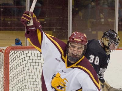 Ferris State senior forward Casey Haines and the Bulldogs were selected eighth in the 2009-10 CCHA Coaches Poll.