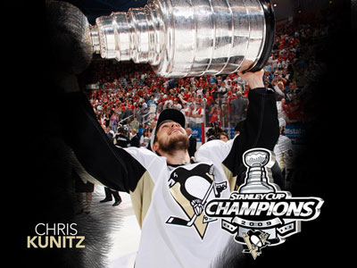 Chris Kunitz hoists the Stanley Cup for the second time in his NHL career (Photo courtesy of Pittsburgh Penguins and the NHL)