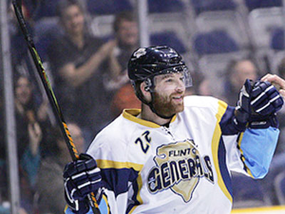 Former Bulldog Zac Pearson was chosen as the Flint Generals' 2008-09 Rookie of the Year. (Photo courtesy of Scott Statson Photography)