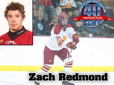 Ferris State Hockey's Zach Redmond Chosen CCHA Defenseman Of The Week