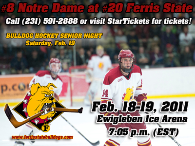 #20 Ferris State Hosts #8 Notre Dame In Regular-Season Home Finale Series
