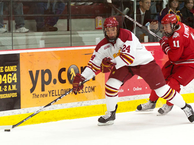 The defense of senior captain Zach Redmond played a key role in Ferris State's league-opening win over Ohio State.  (Photo by Ben Amato)