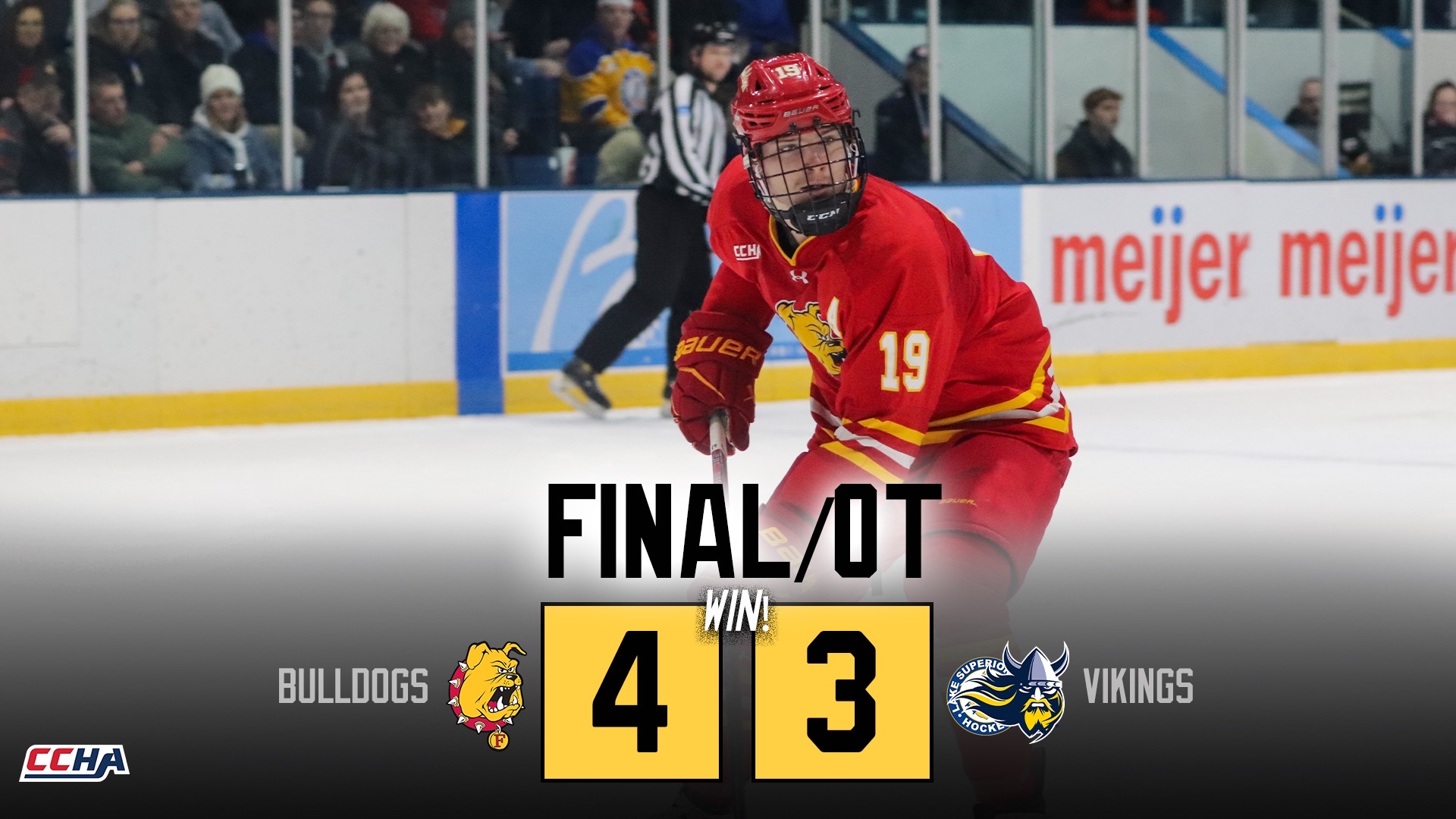 Pokorny Scores Four Goals as Bulldog Hockey Sweeps Augustana on the Road