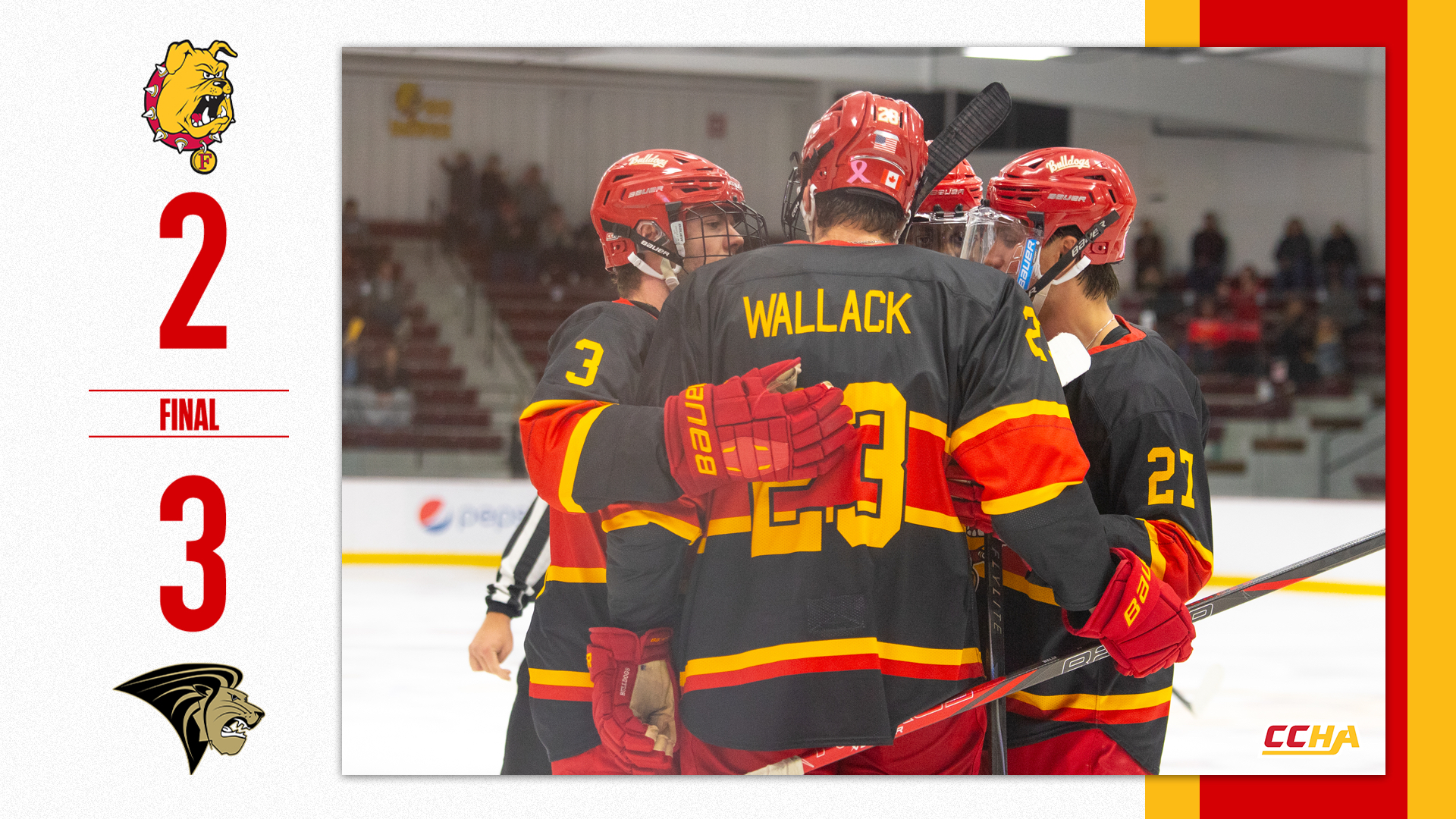 Ferris State Hockey Suffers 3-2 Setback Against Lindenwood in Weekend Series Finale