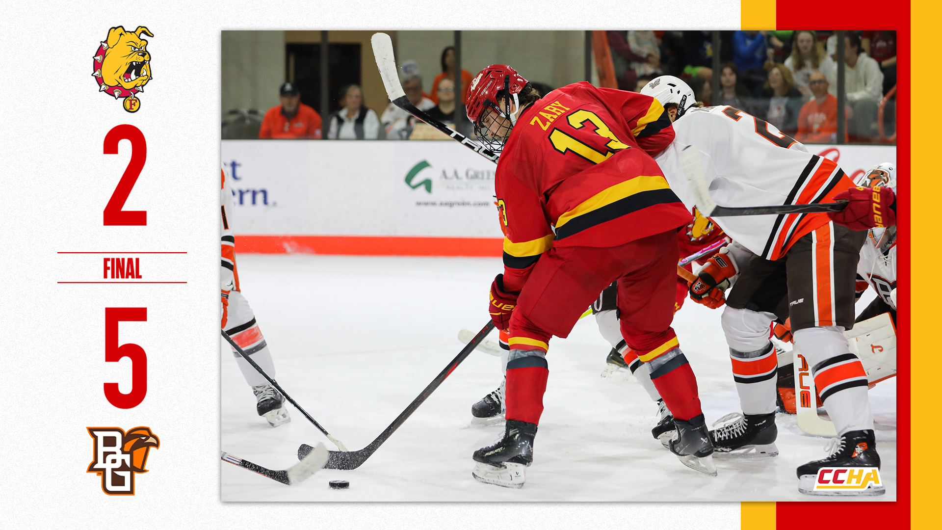 Ferris State Hockey Falls 5-2 to Bowling Green in Weekend Finale