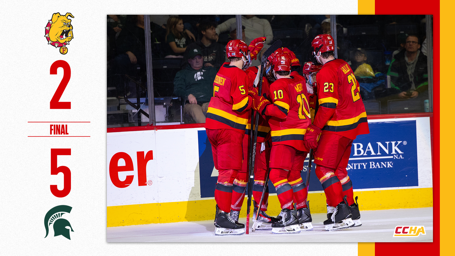 Ferris State Hockey Falls to #3 Michigan State in GLI Semifinal, Will Face Miami (Ohio) in Third-Place Game