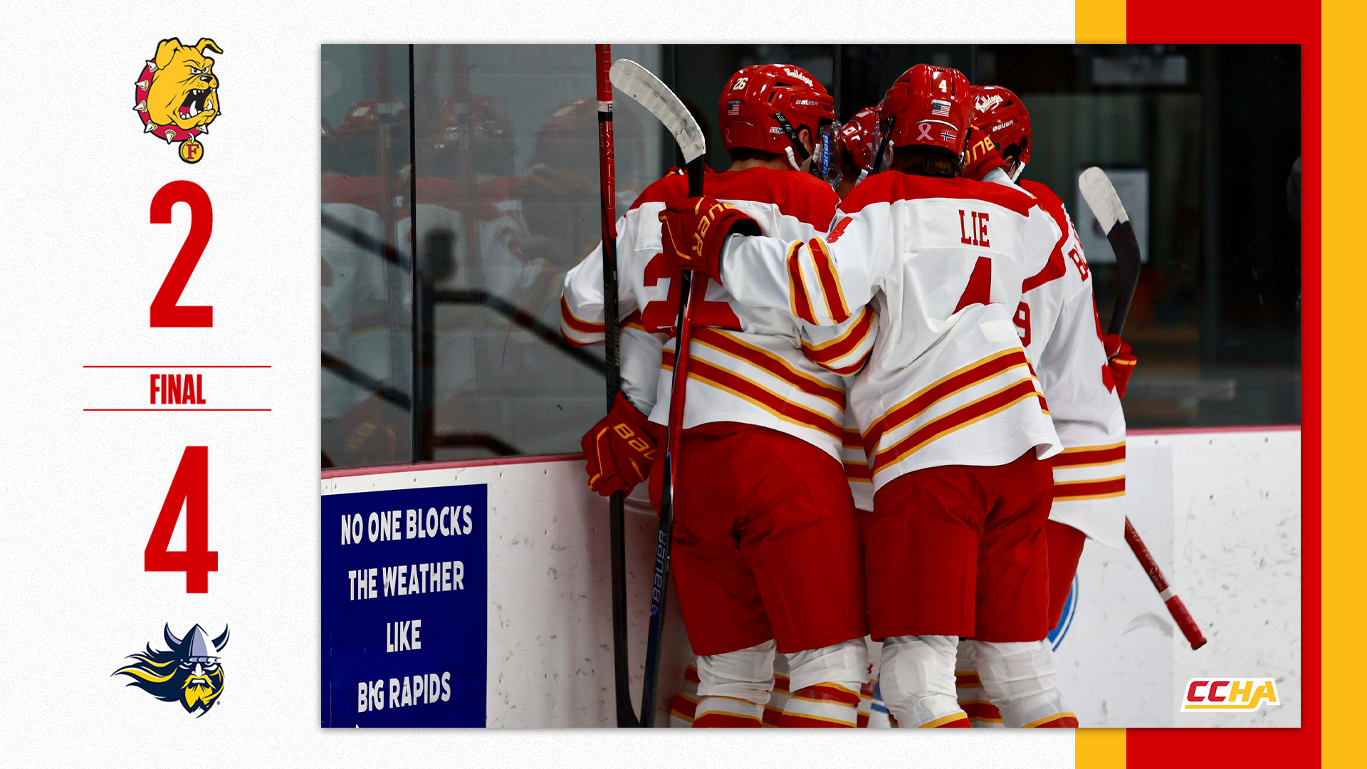 Ferris State Hockey Falls to Augustana 4-2 in CCHA Home Opener