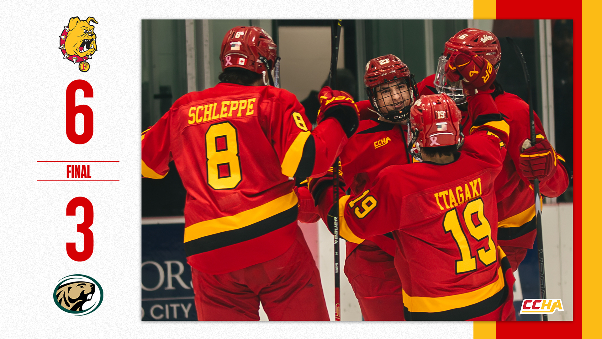 Best, Rapalje Each Score Twice as Ferris State Hockey Gets Big 6-3 Win Over Bemidji State to Start Weekend Series