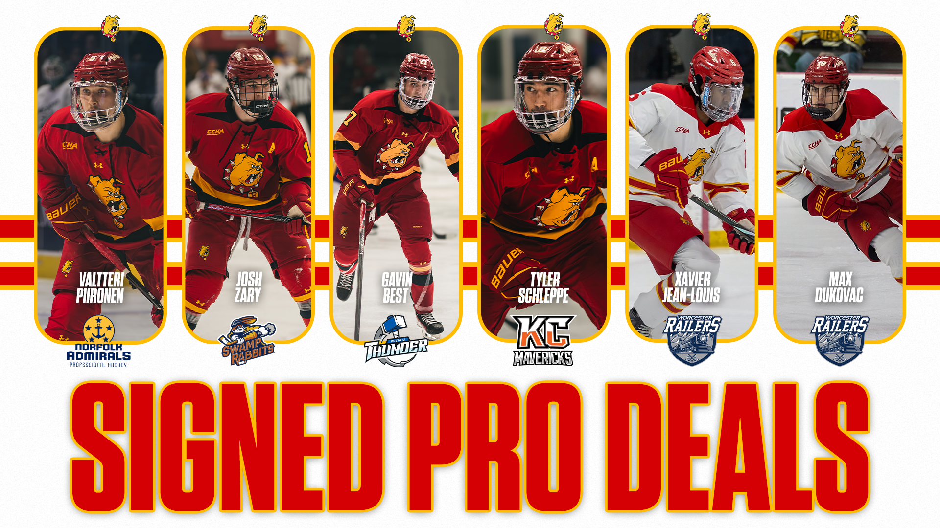 Six Bulldog Hockey Players Sign Professional Contracts in the ECHL