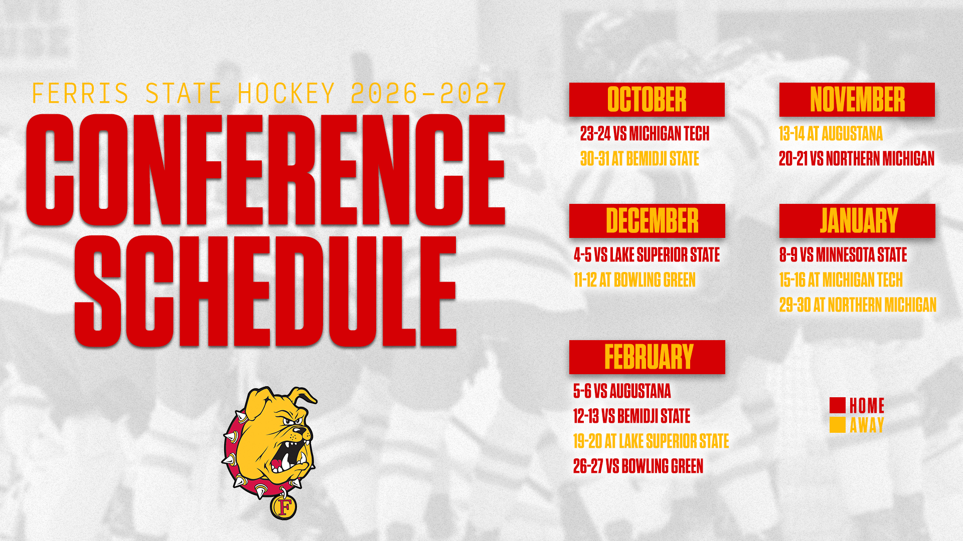 Ferris State Hockey Announces CCHA Schedule for 2026-27 Season