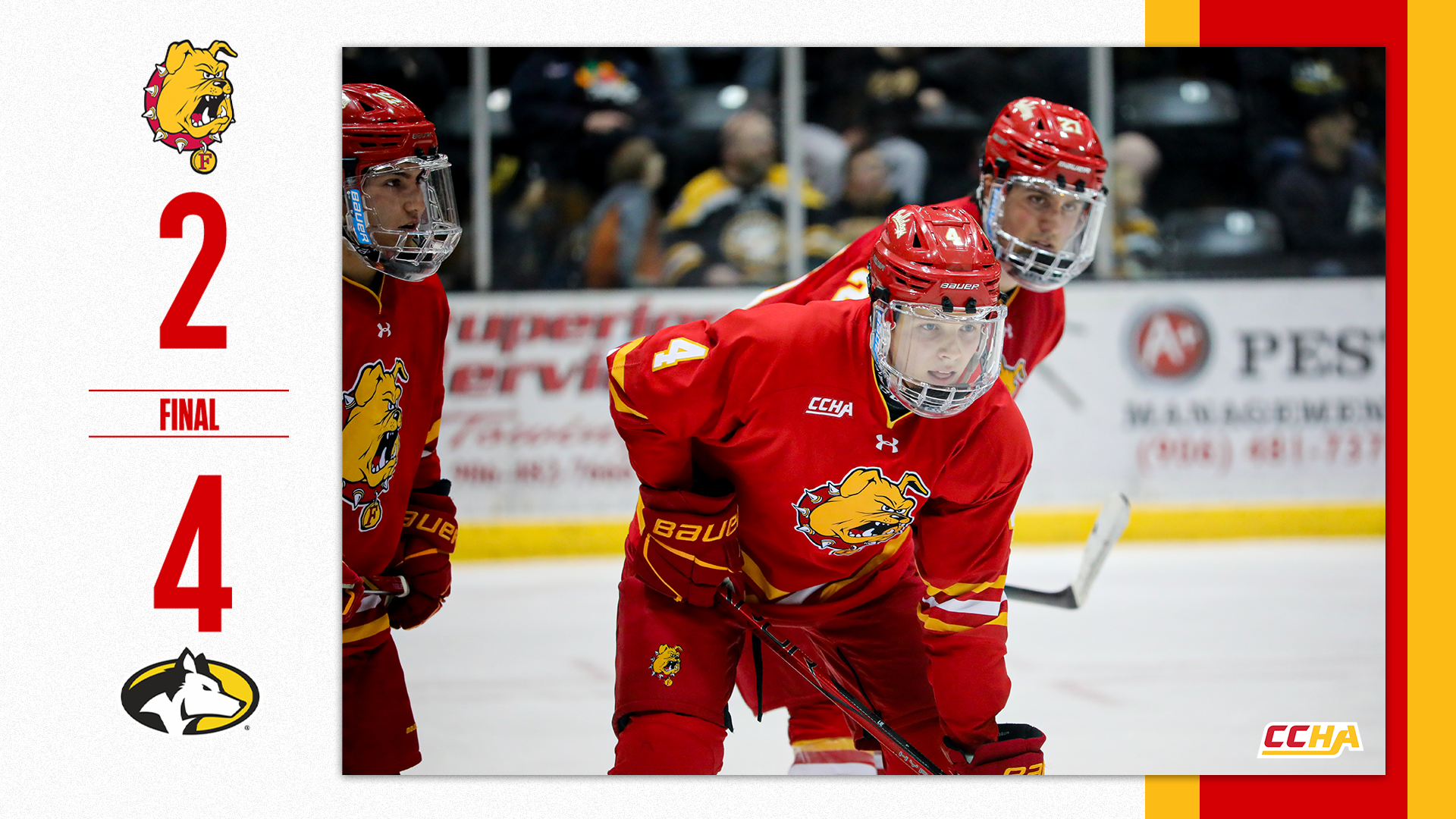 Ferris State Hockey Falls 4-2 to Michigan Tech in CCHA-Opening Series Finale