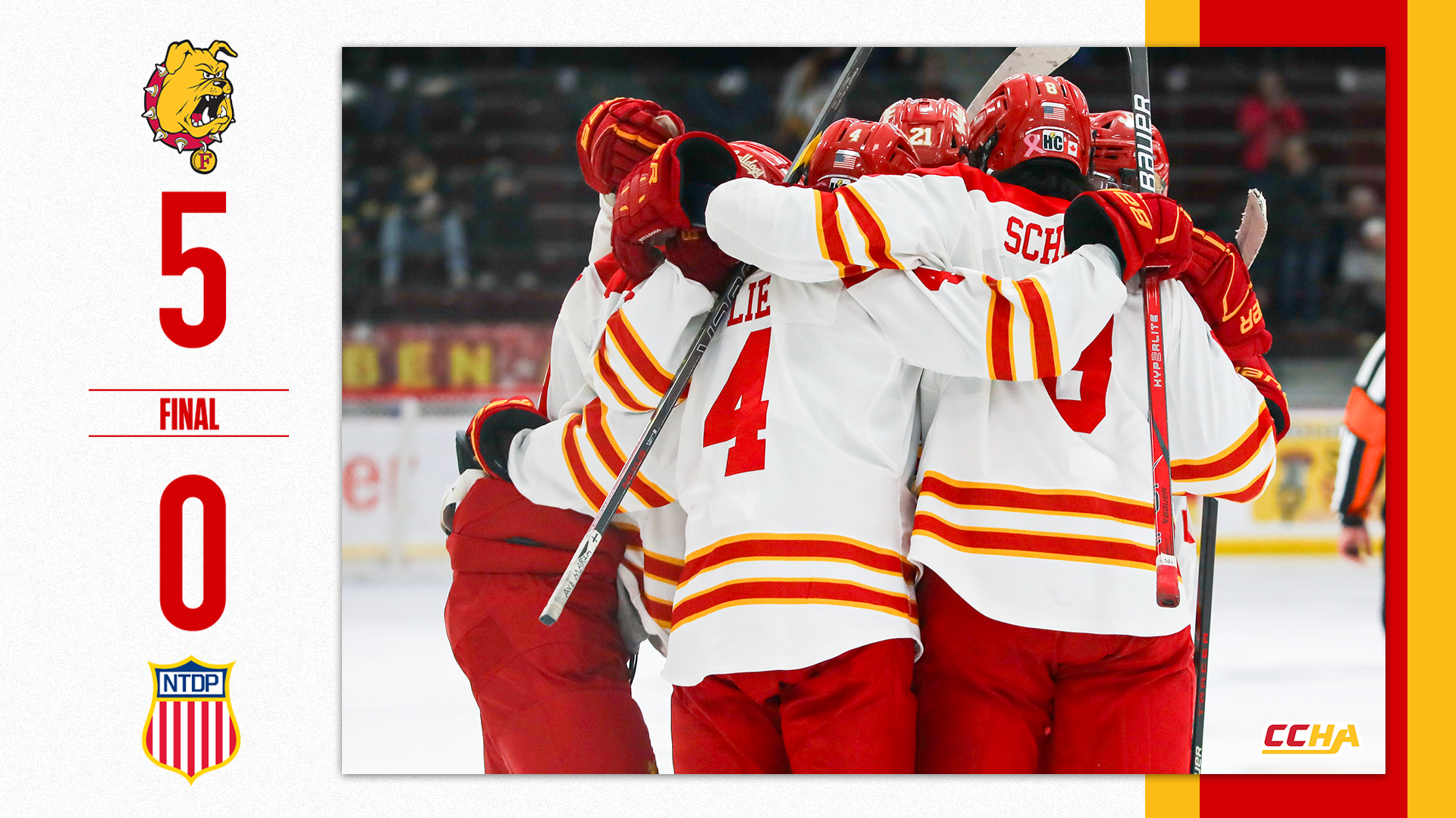 Dukovac Scores Twice as Ferris State Hockey Wins Kroger College Series 5-0 Against USNTDP