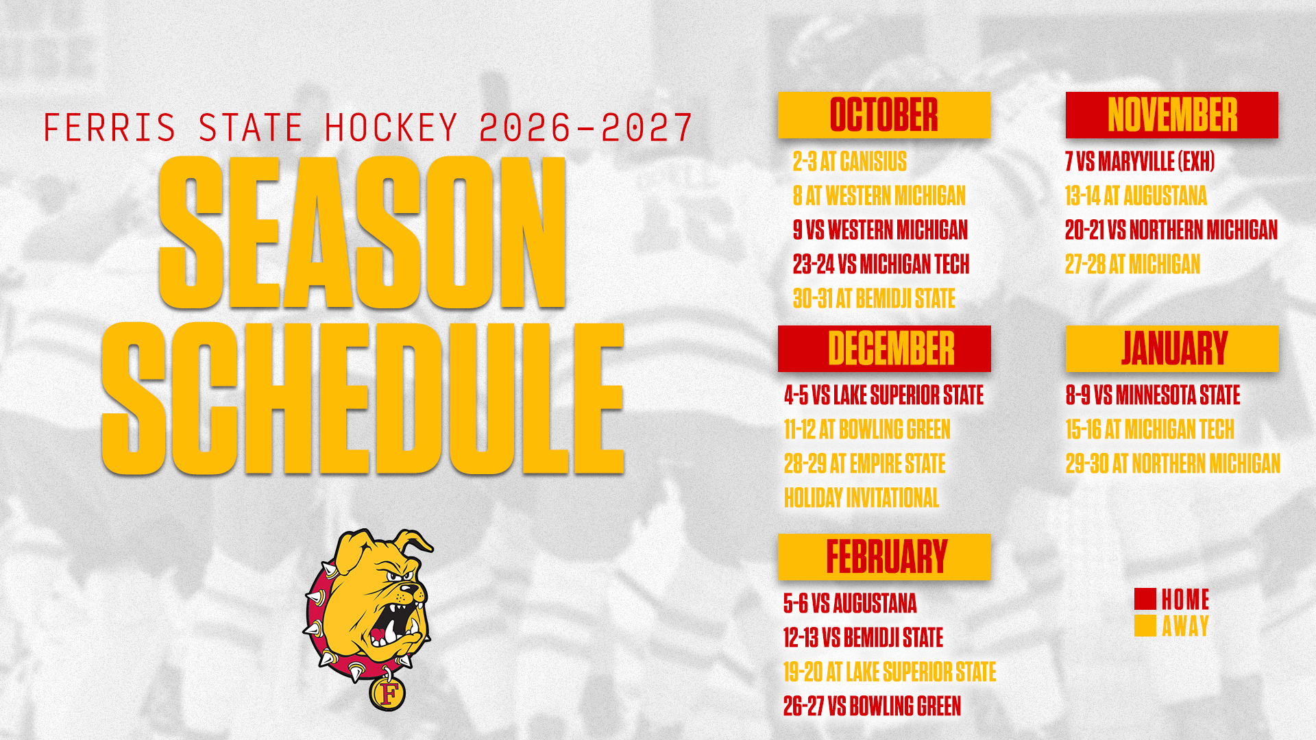 Bulldog Hockey Releases Full 2026-27 Schedule