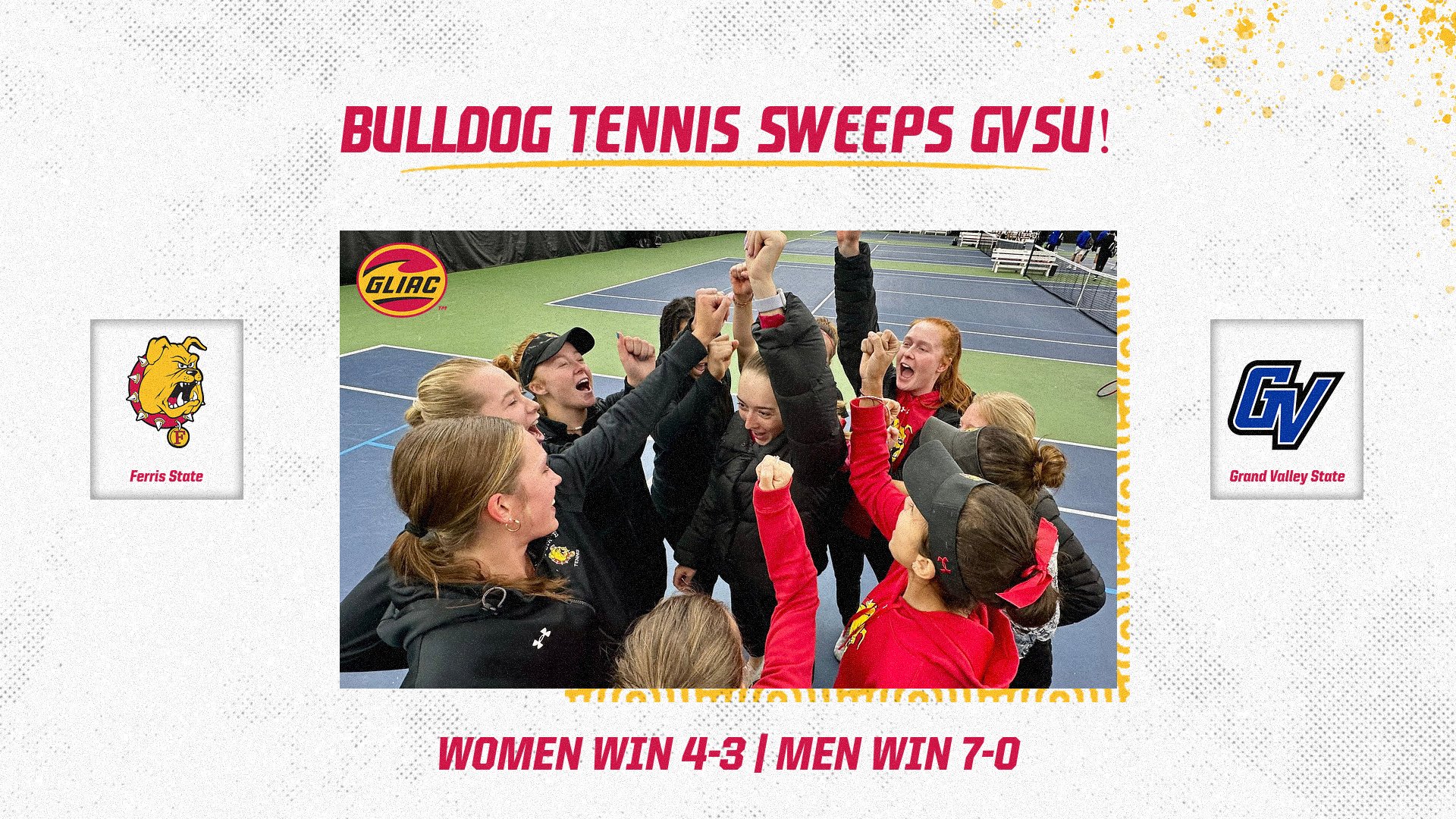 BULLDOG SWEEP! Ferris State Tennis Wins Two Matches Over GVSU In GLIAC Play