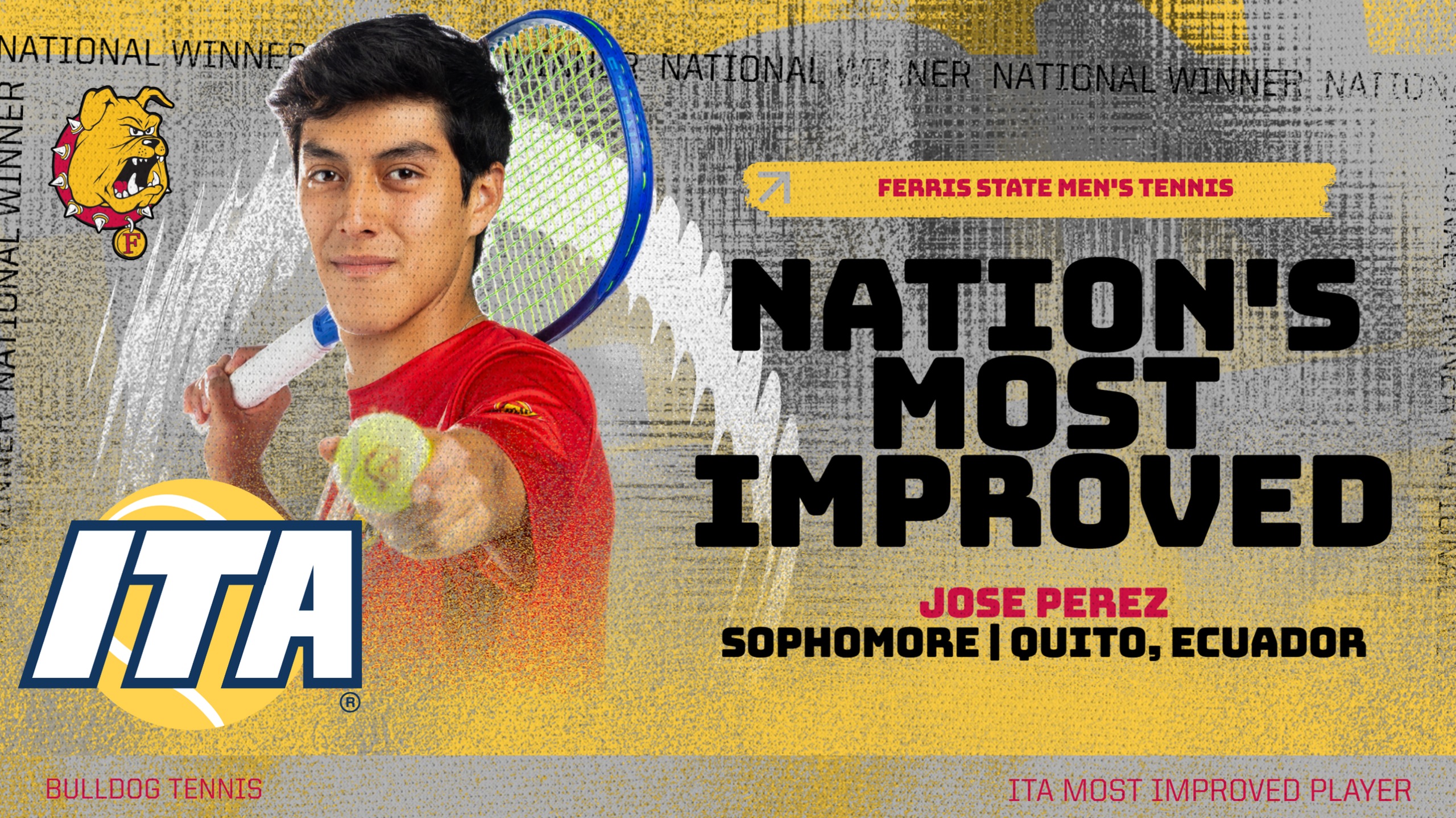 Ferris State's Jose Perez Named National Winner Of ITA Most Improved Player Award