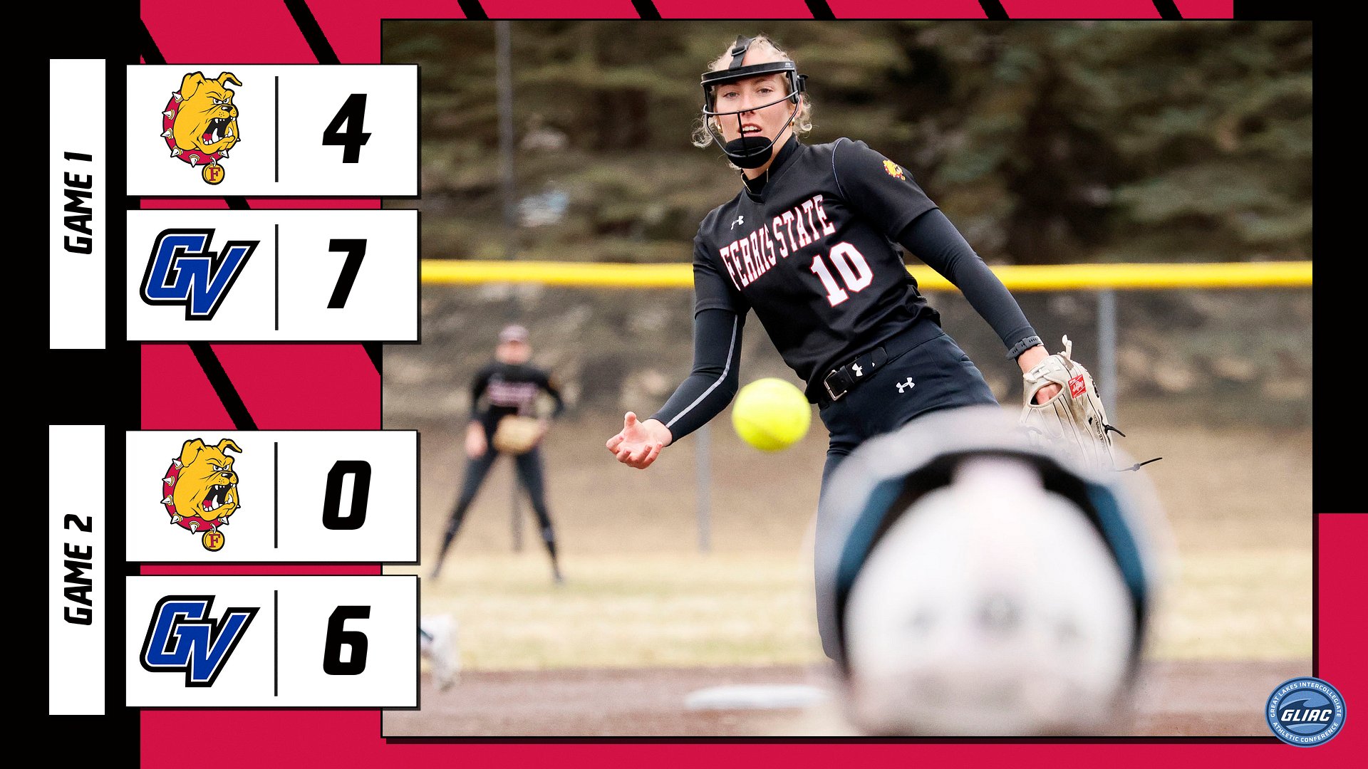 Ferris State Softball Drops Two League Games At Rival GVSU