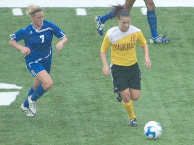 Bri Borgman scored her team-leading 10th goal of the season in Friday's 2-1 setback to Grand Valley State. (Photo by Joe Gorby)