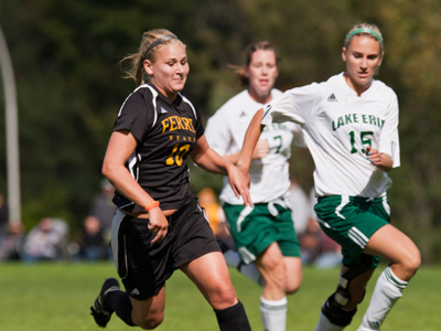 Bri Borgman recorded the second three-goal match of her career in Sunday's shutout win over Lake Erie.  (Photo by Ben Amato)