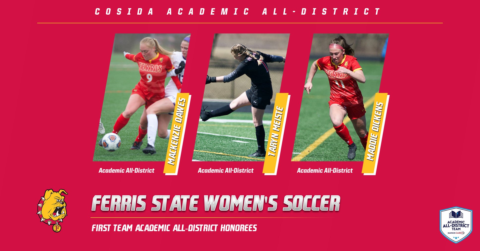 Three Ferris State Soccer Standouts Garner Academic All-District Laurels