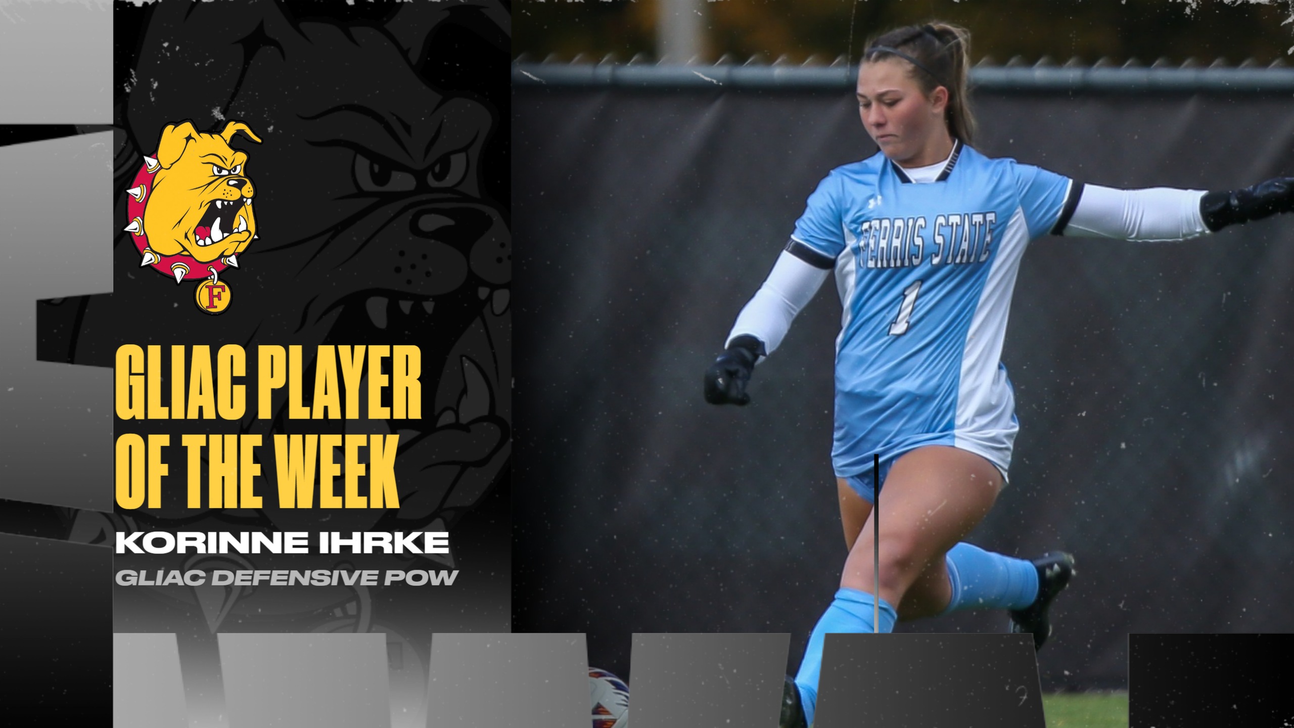 Ferris State's Korinne Ihrke Tabbed As GLIAC Soccer Defensive Player Of The Week