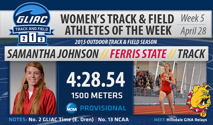 Ferris State's Samantha Johnson Tabbed GLIAC Track Athlete Of The Week