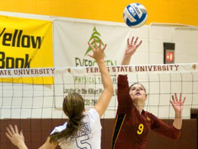 Sarah Lark hammered nine kills to go with four block asists at Saginaw Valley State.