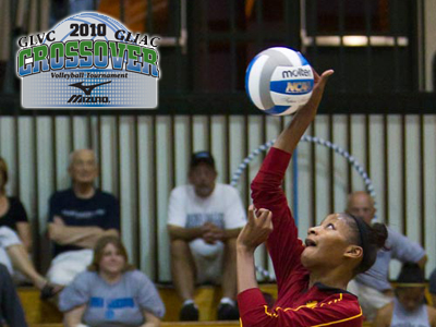 Arielle Goodson racked up 20 kills and had a combined six blocks in the Bulldogs' final GLVC/GLIAC Crossover match.  (Photo by Ben Amato)