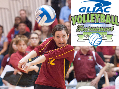 Lisa Tobiczyk totaled 12 digs in the Bulldogs' conference tourney semifinal match at Hillsdale.  (Photo by Ed Hyde)